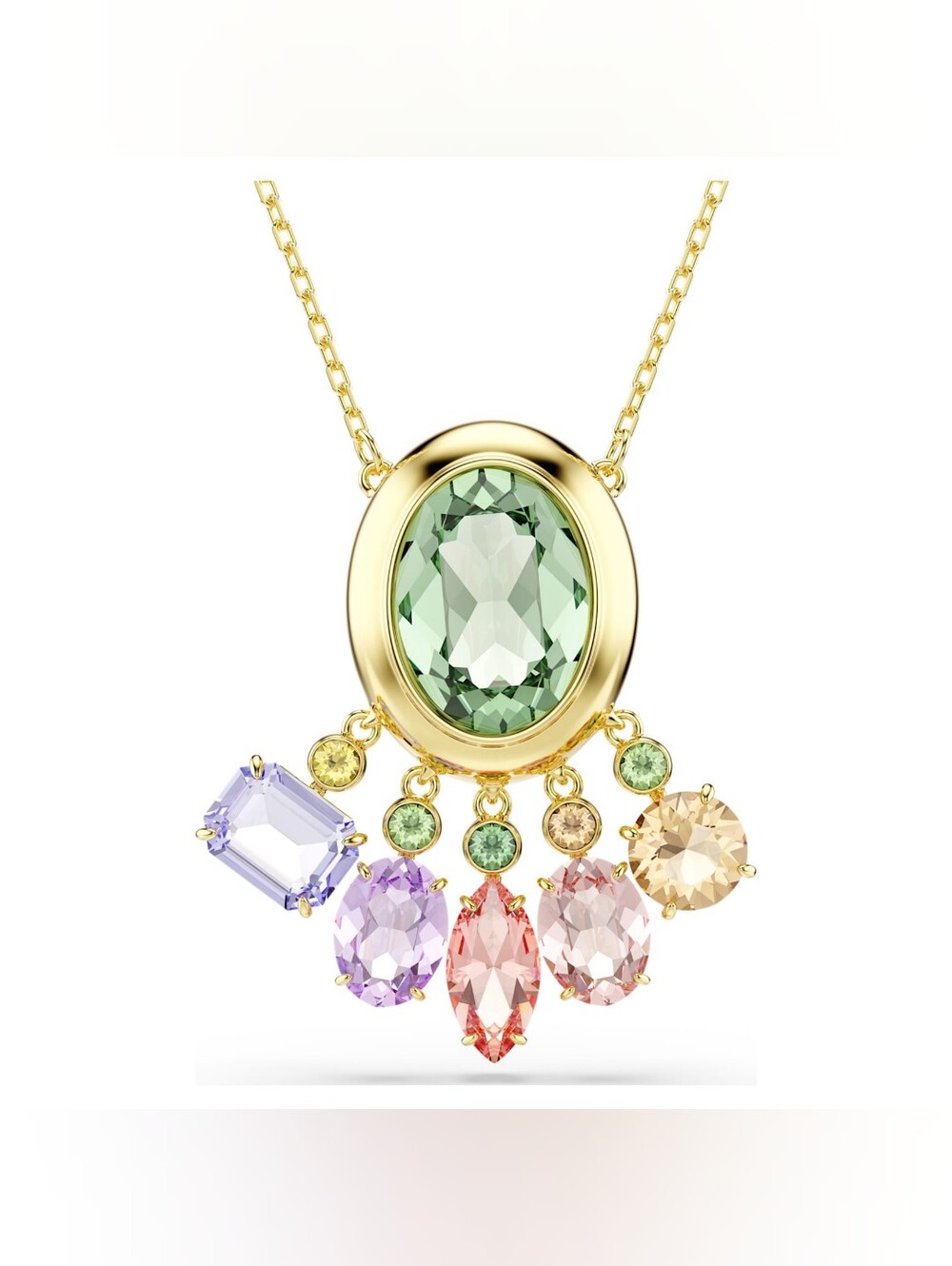 Swarovski Gema Pendant Necklace, Mixed Cut Crystals, Multicolour, 18K Gold